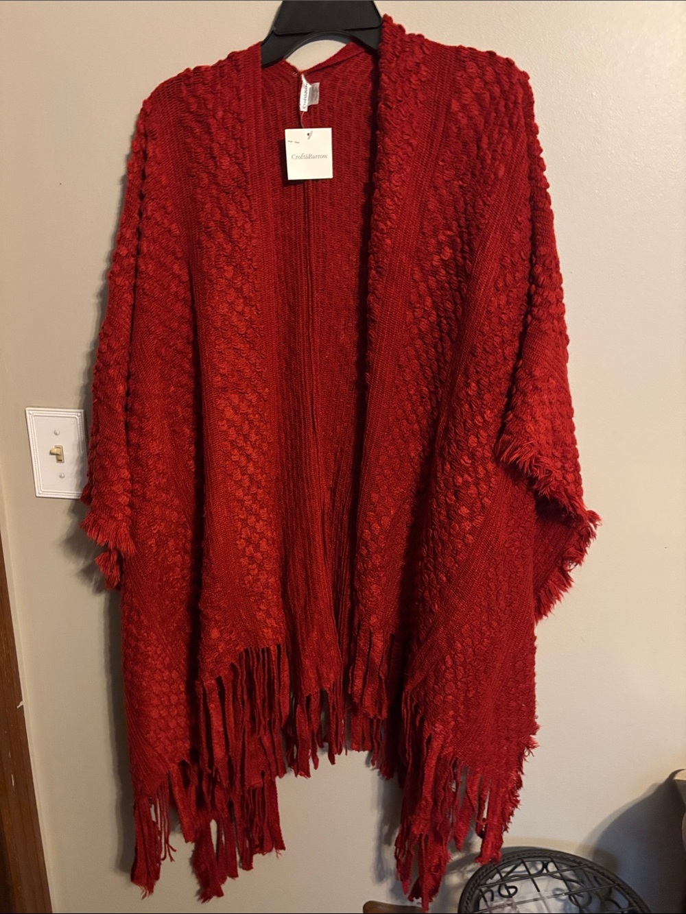 croft & barrow Red Knit Fringe women’s wrap